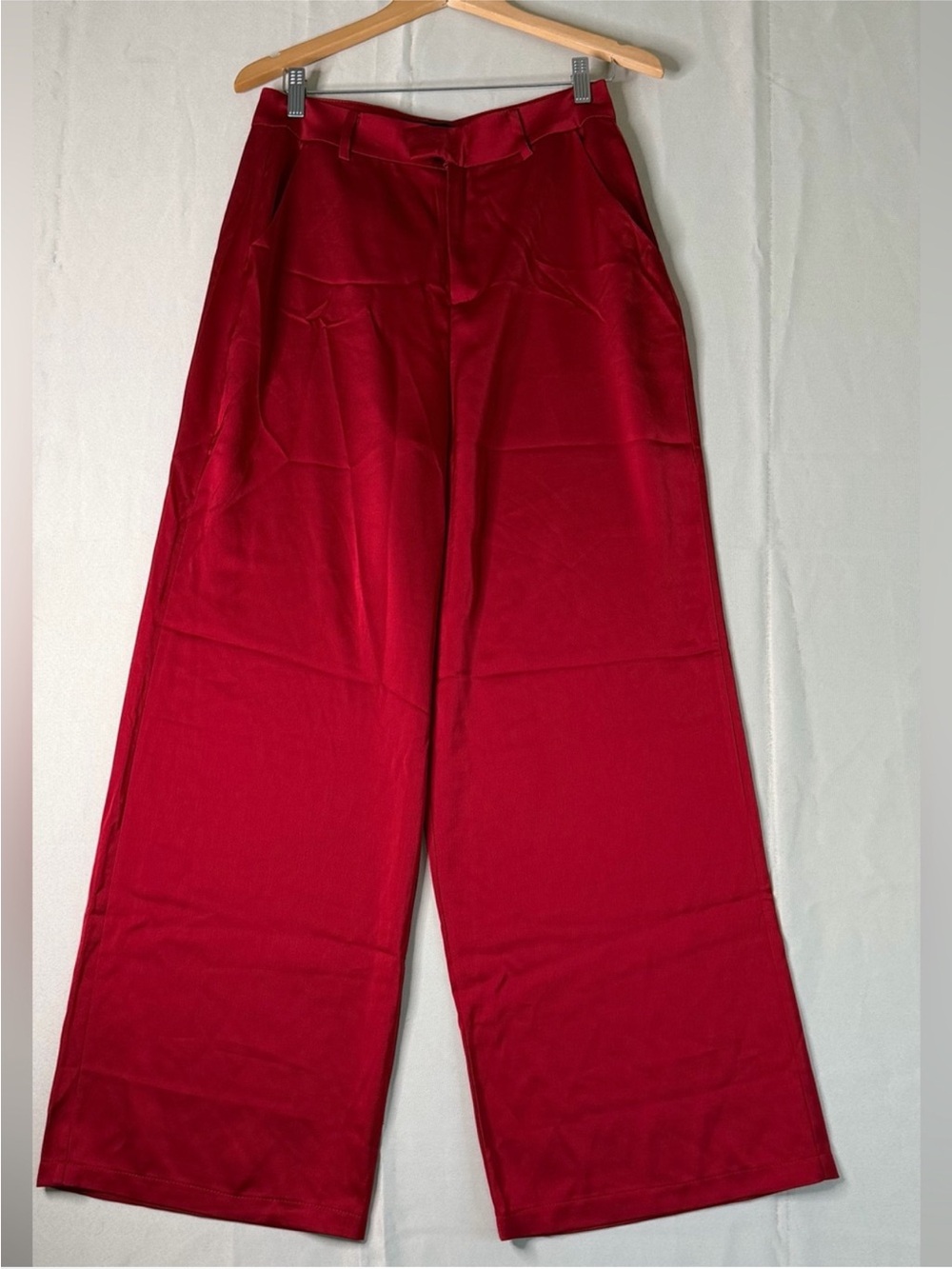 Lulus Modern Approach Red Satin Wide-Leg Pants Size L INWT - Picture 5 of 12